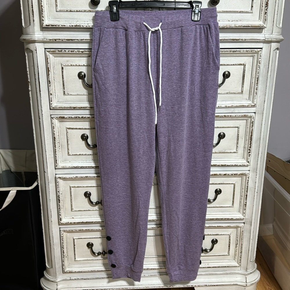 New Joggers Sweatpants 1X Purple with Drawstring Waist